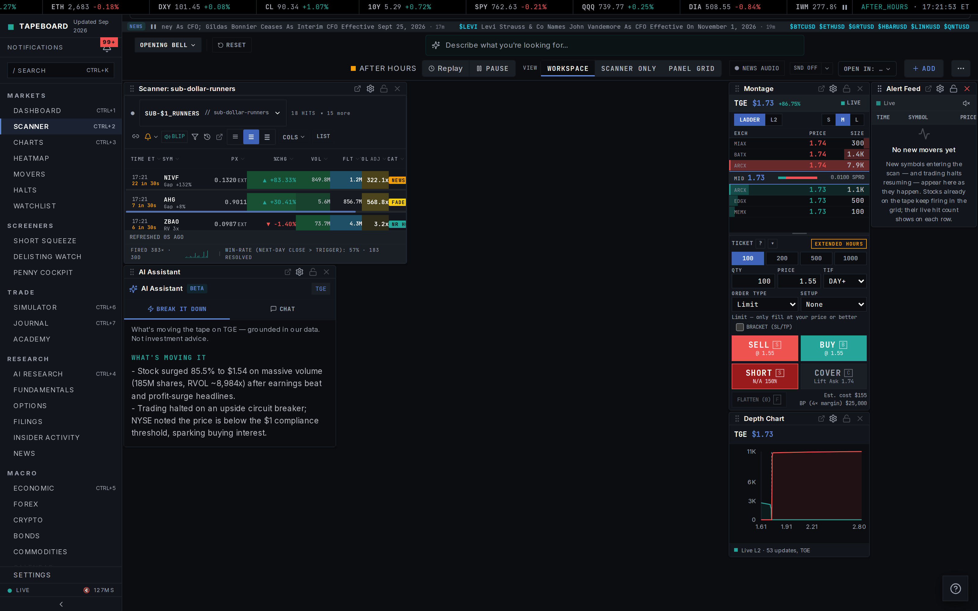 The scanner with Momentum Now running